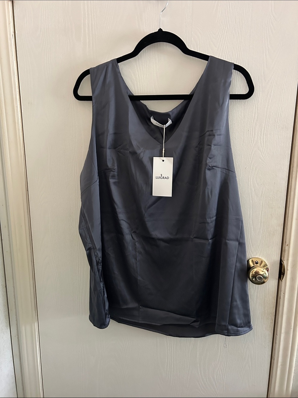 Women's Slate Satin V-Neck Camisole